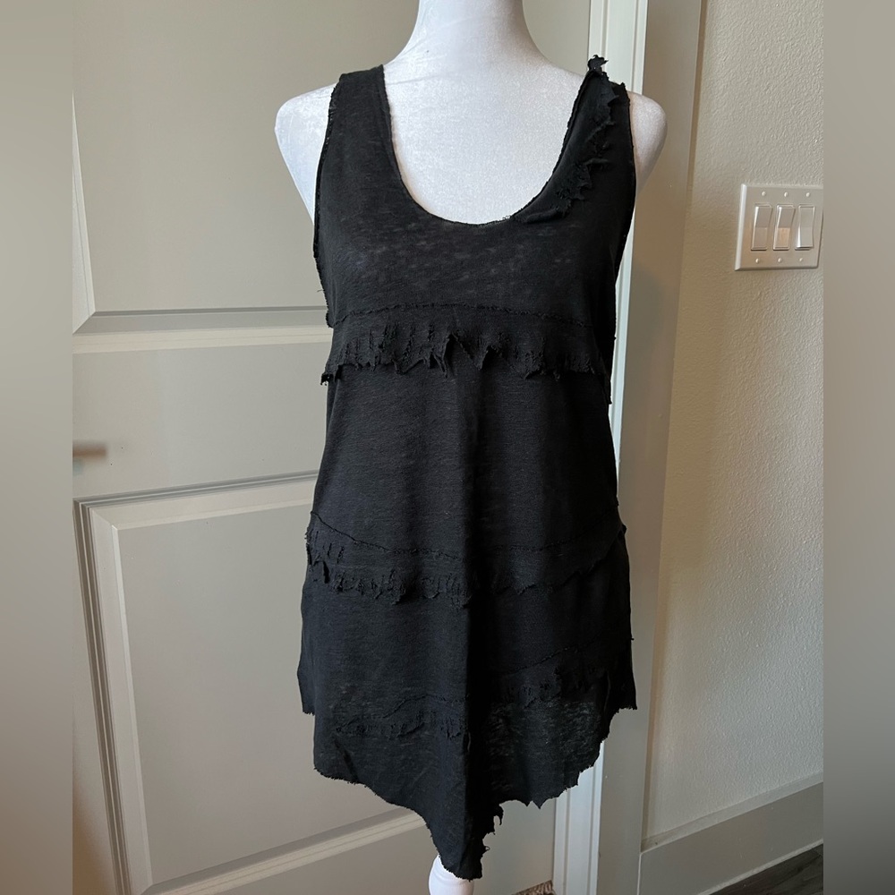 Black Sleeveless linen Top